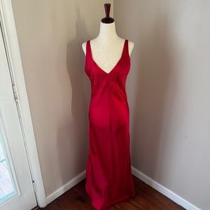 Vintage Victoria's Secret Gold Label 100% Silk Red Long Chemise Slip Dress